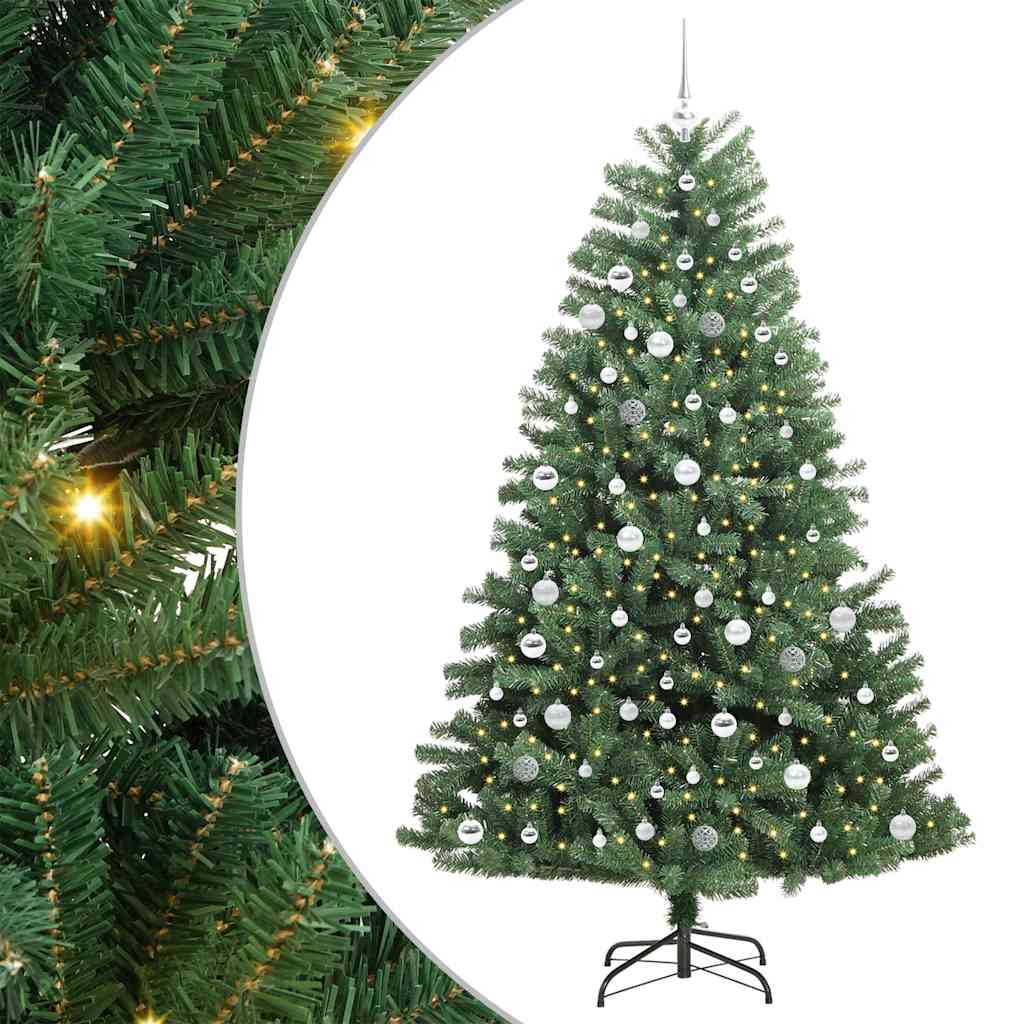Artificial Hinged Christmas Tree Green 210 cm PVC and Metal