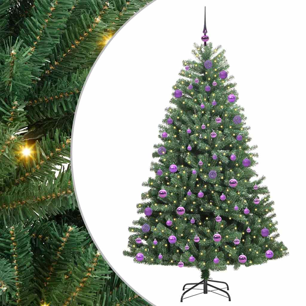 Artificial Hinged Christmas Tree Green 210 cm PVC and Metal