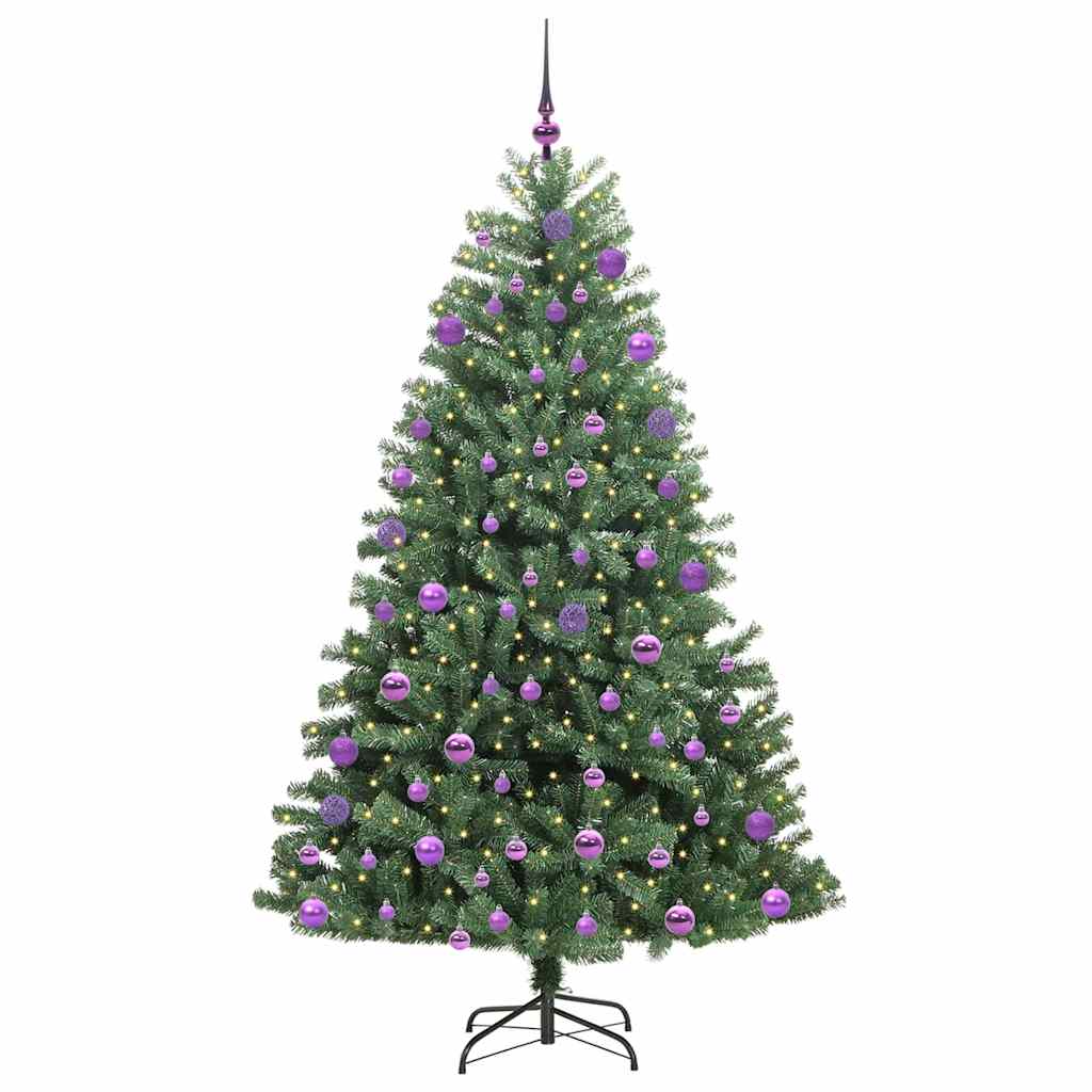 Artificial Hinged Christmas Tree Green 210 cm PVC and Metal