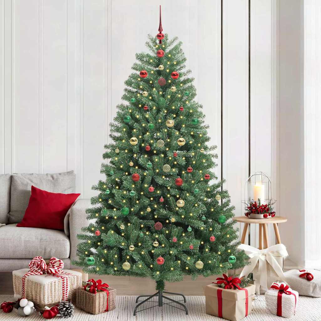Artificial Hinged Christmas Tree Green 210 cm PVC and Metal