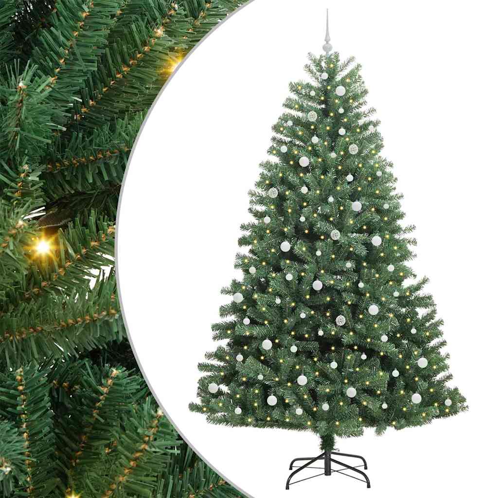 Artificial Hinged Christmas Tree Green 240 cm PVC and Metal
