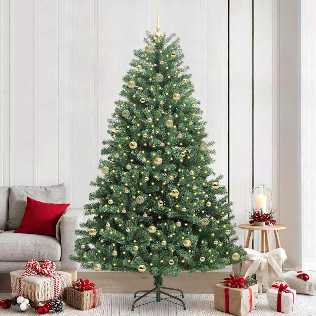 Artificial Hinged Christmas Tree Green 240 cm PVC and Metal