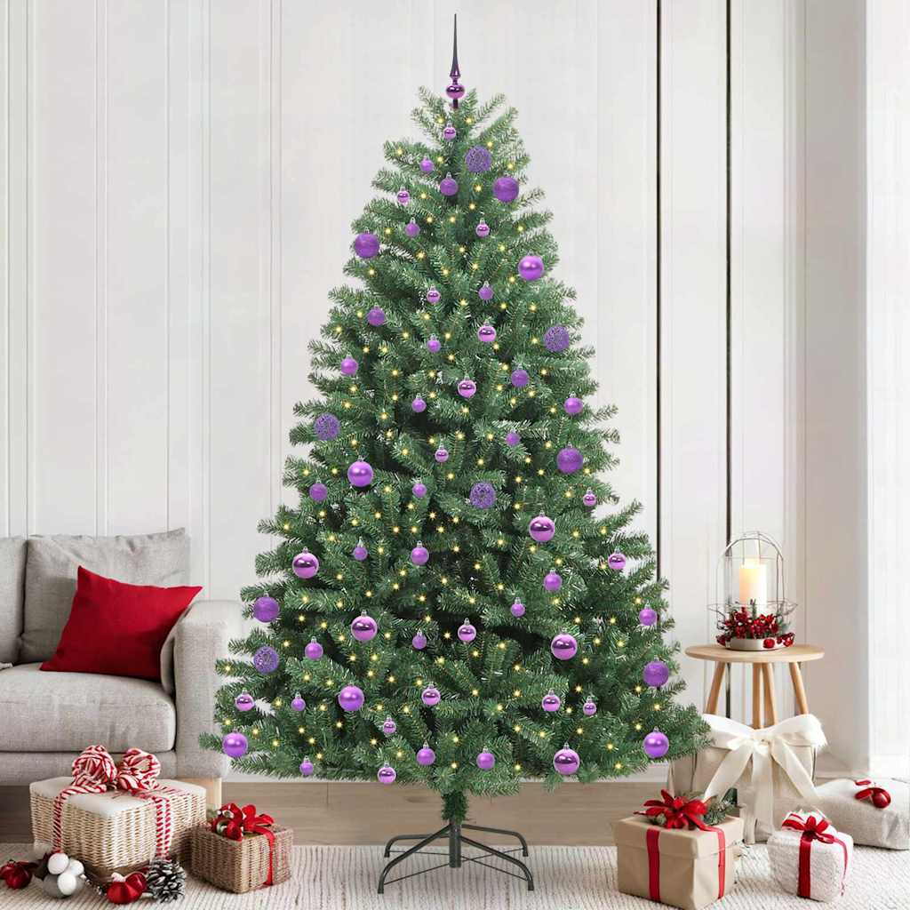 Artificial Hinged Christmas Tree Green 240 cm PVC and Metal