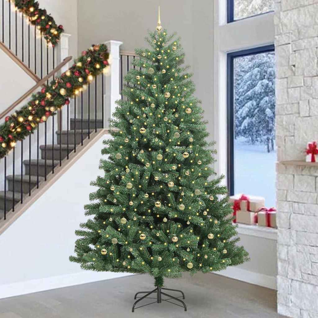 Artificial Hinged Christmas Tree Green 300 cm PVC and Metal