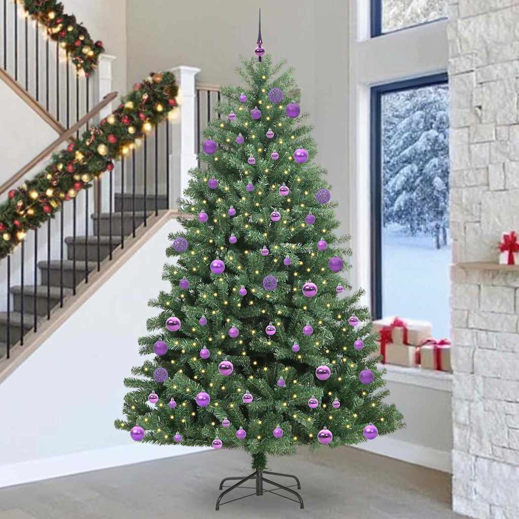 Artificial Hinged Christmas Tree Green 300 cm PVC and Metal