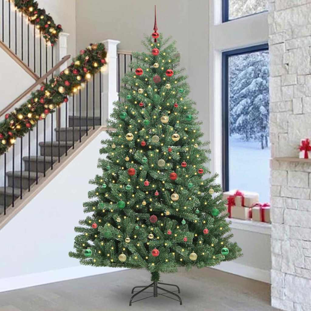 Artificial Hinged Christmas Tree Green 300 cm PVC and Metal