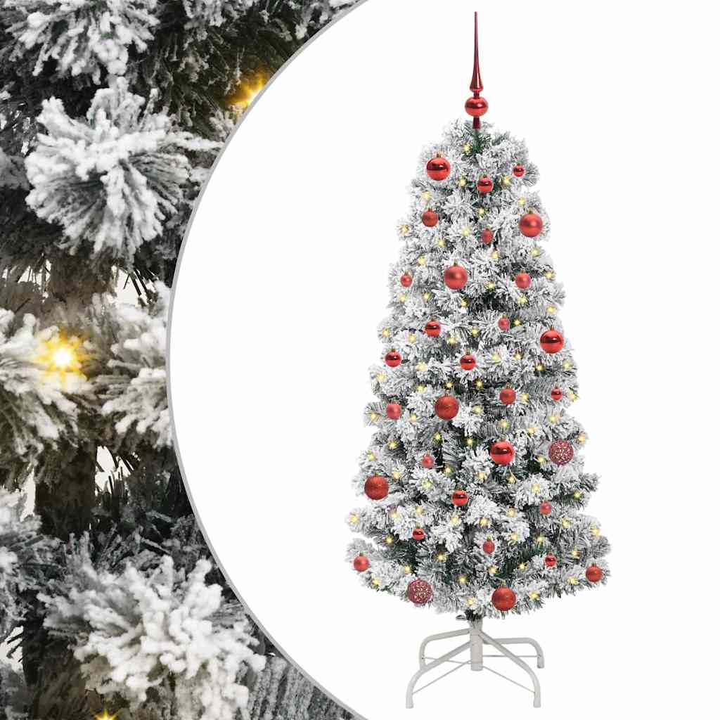 Artificial Hinged Christmas Tree Green and white 150 cm