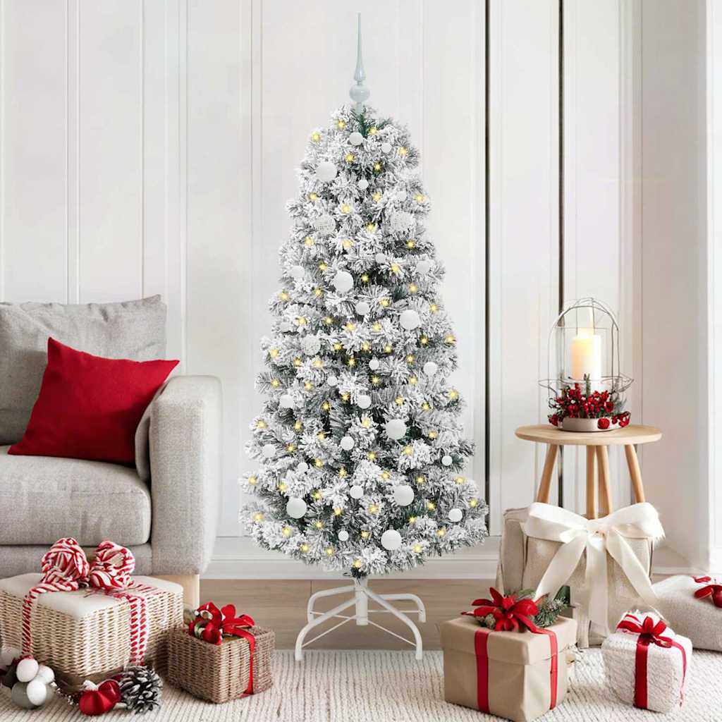 Artificial Hinged Christmas Tree Green and white 150 cm