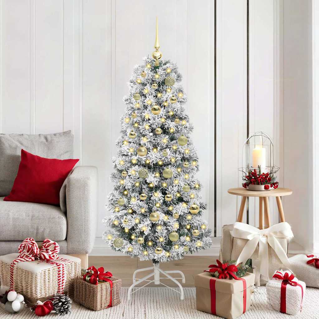 Artificial Hinged Christmas Tree Green and white 150 cm