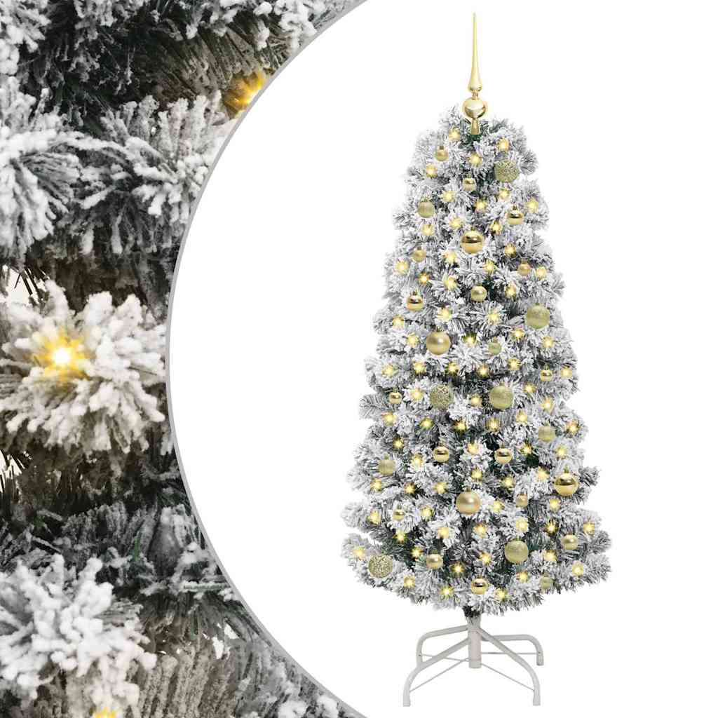 Artificial Hinged Christmas Tree Green and white 150 cm