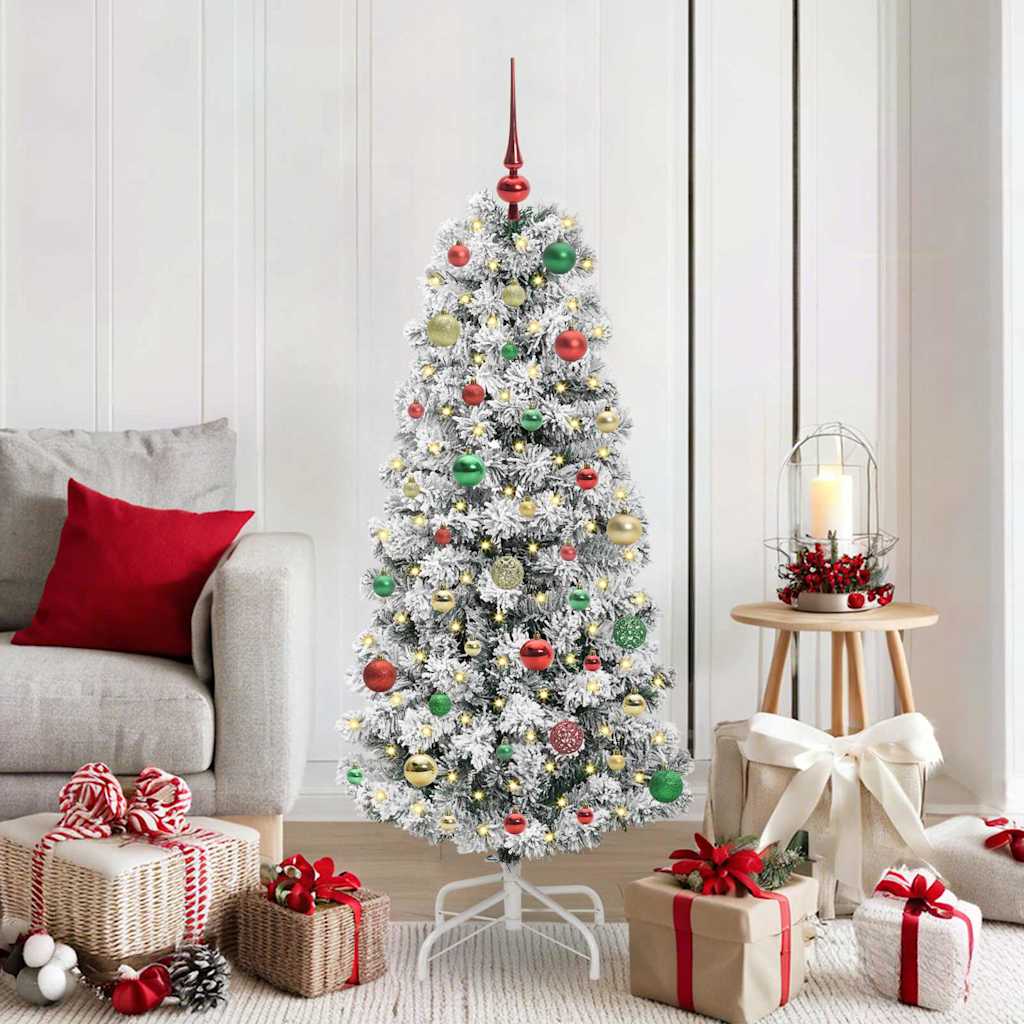 Artificial Hinged Christmas Tree Green and white 150 cm