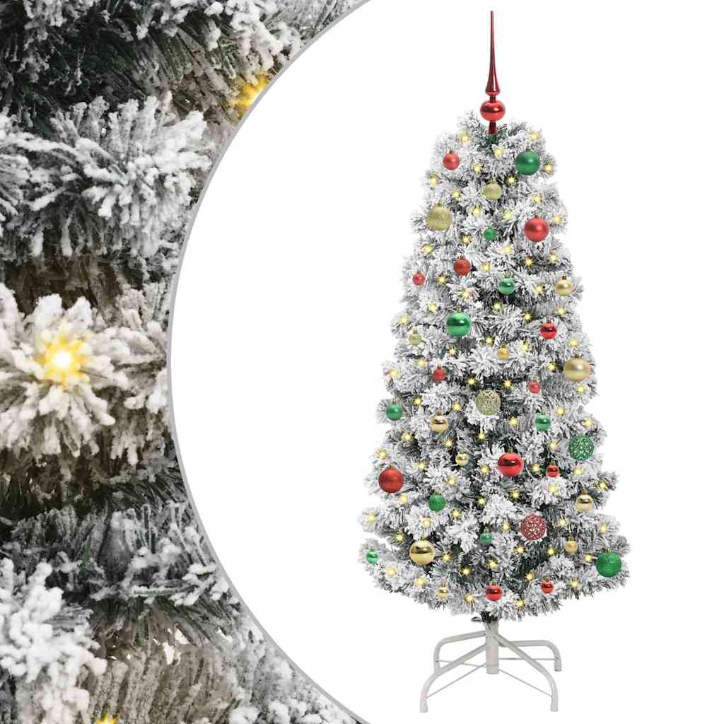 Artificial Hinged Christmas Tree Green and white 150 cm