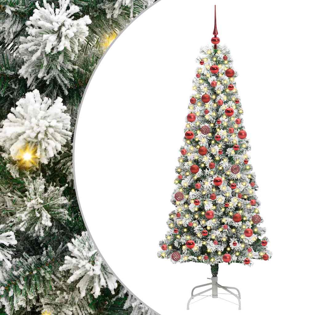 Artificial Hinged Christmas Tree Green and white 180 cm
