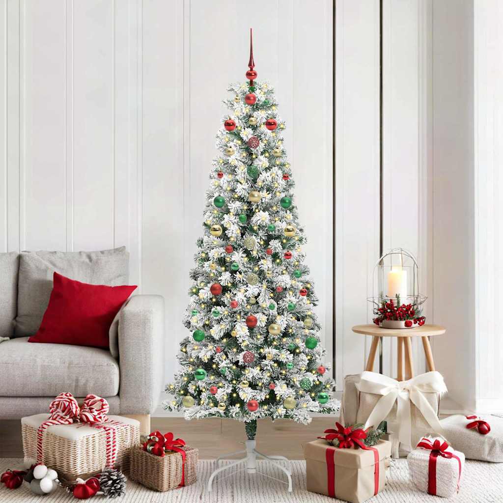 Artificial Hinged Christmas Tree Green and white 180 cm