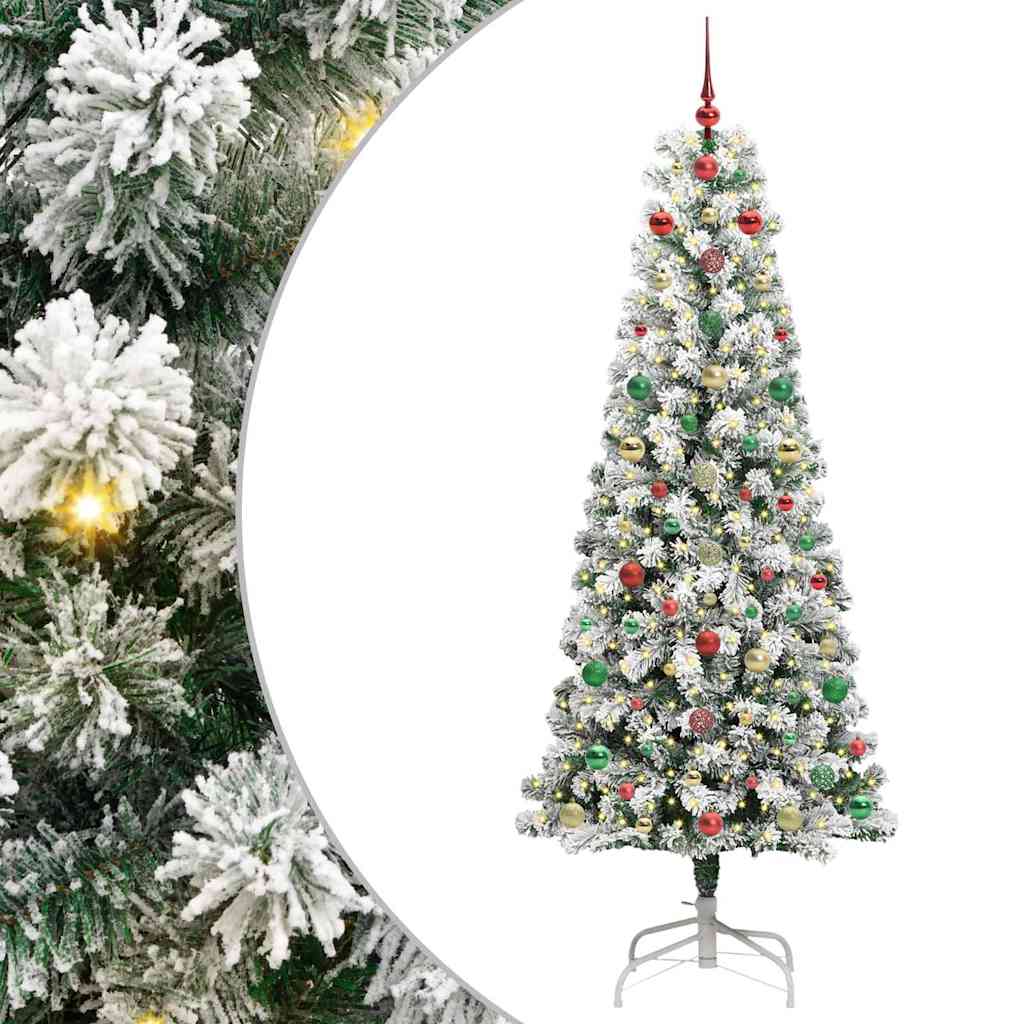 Artificial Hinged Christmas Tree Green and white 180 cm