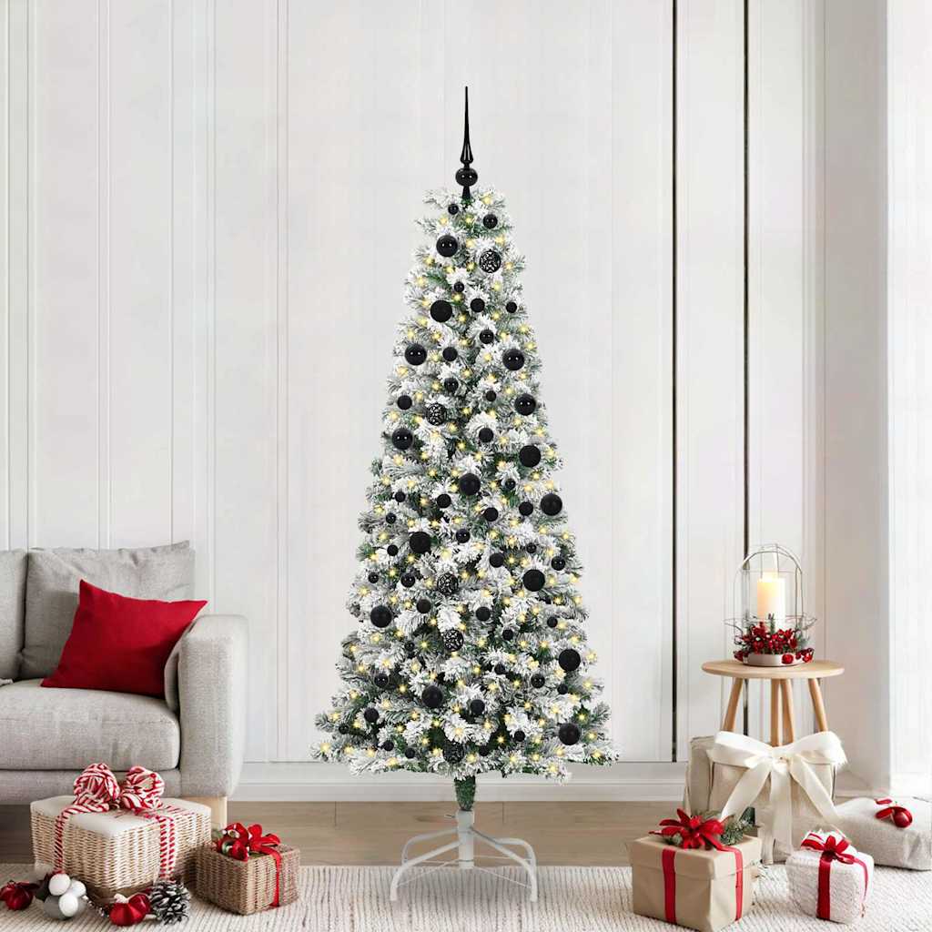 Artificial Hinged Christmas Tree Green and white 210 cm