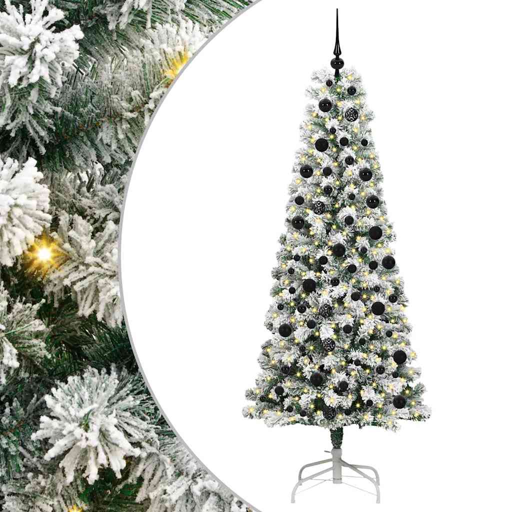 Artificial Hinged Christmas Tree Green and white 210 cm
