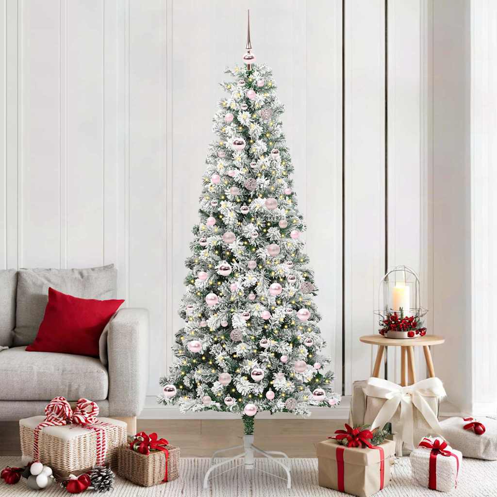 Artificial Hinged Christmas Tree Green and white 210 cm