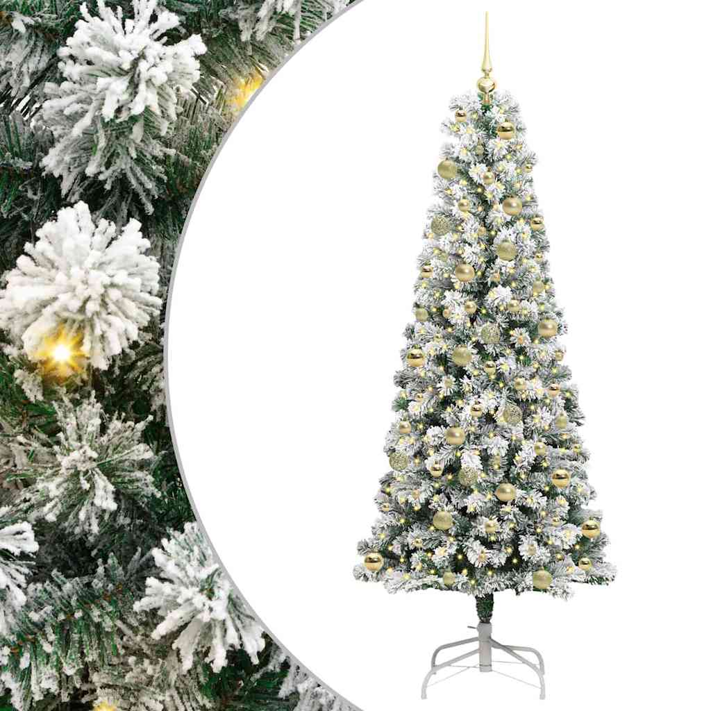 Artificial Hinged Christmas Tree Green and white 210 cm