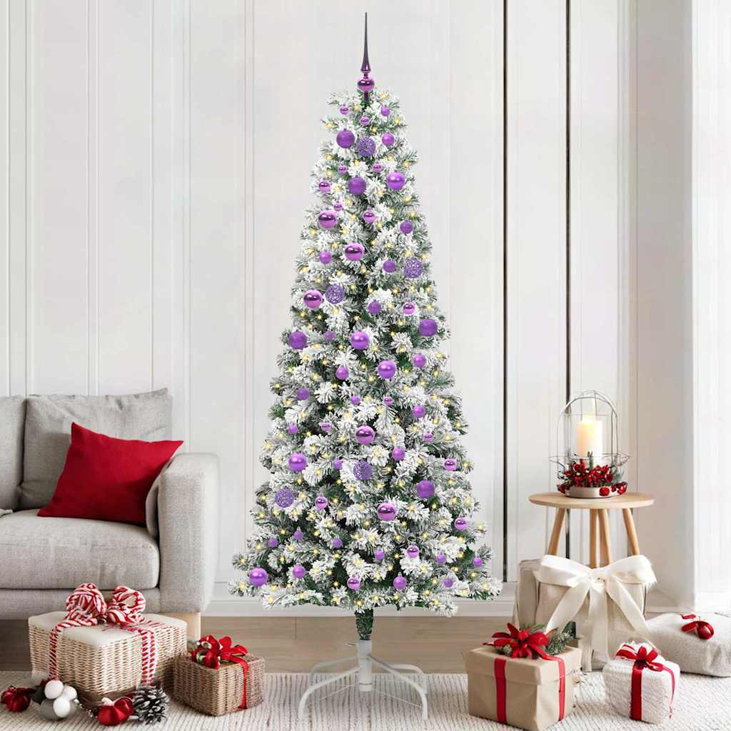 Artificial Hinged Christmas Tree Green and white 210 cm