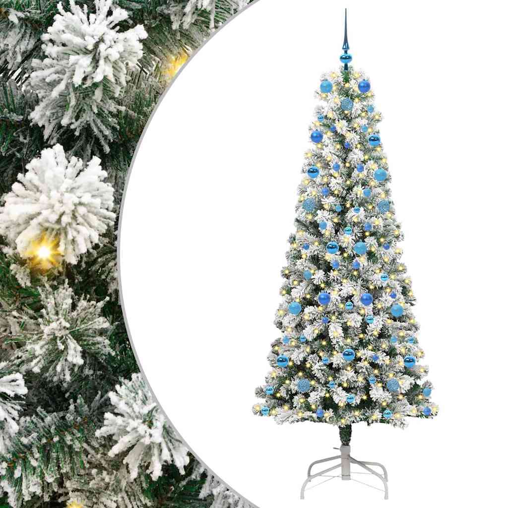 Artificial Hinged Christmas Tree Green and white 210 cm