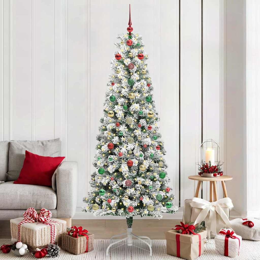Artificial Hinged Christmas Tree Green and white 210 cm
