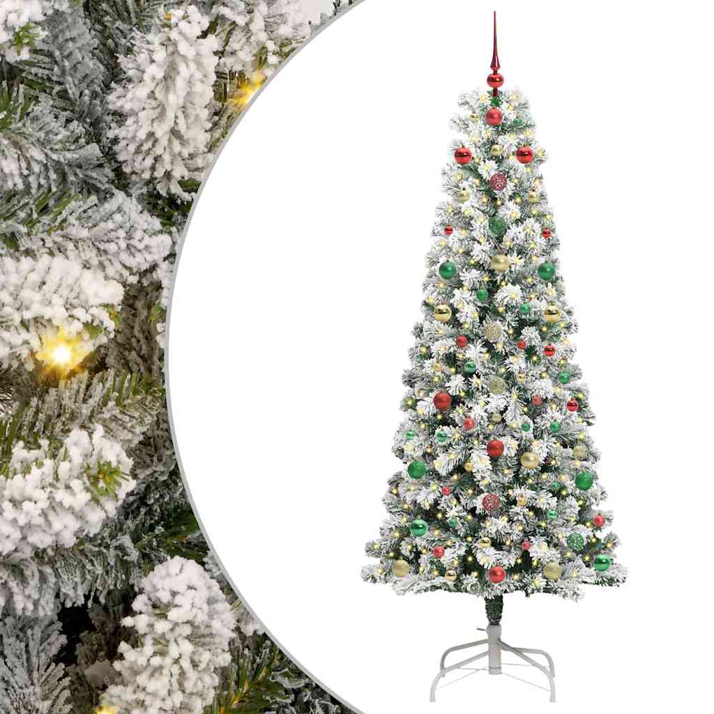 Artificial Hinged Christmas Tree Green and white 210 cm