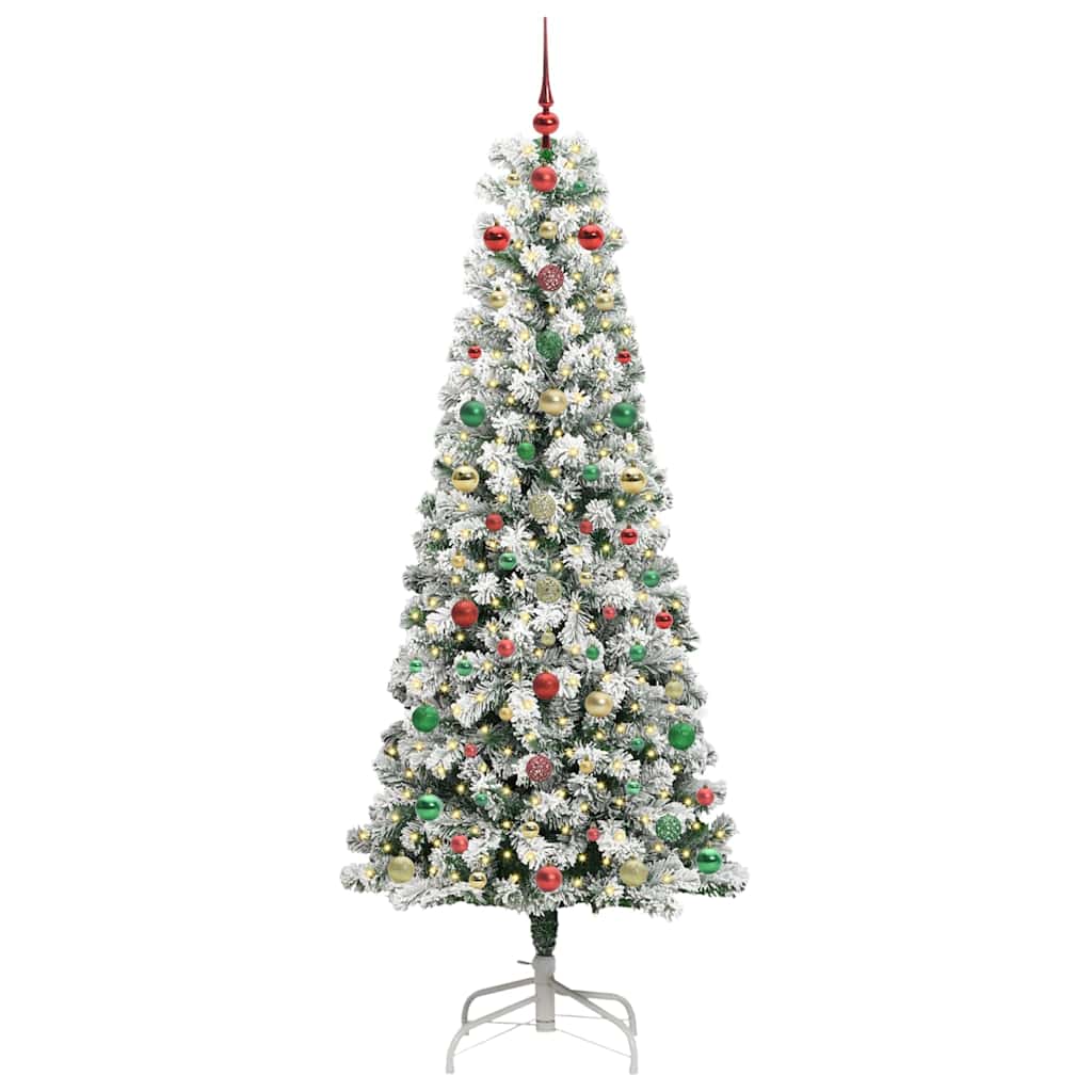 Artificial Hinged Christmas Tree Green and white 210 cm