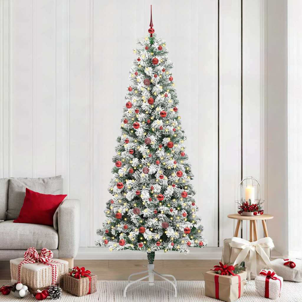 Artificial Hinged Christmas Tree Green and white 240 cm