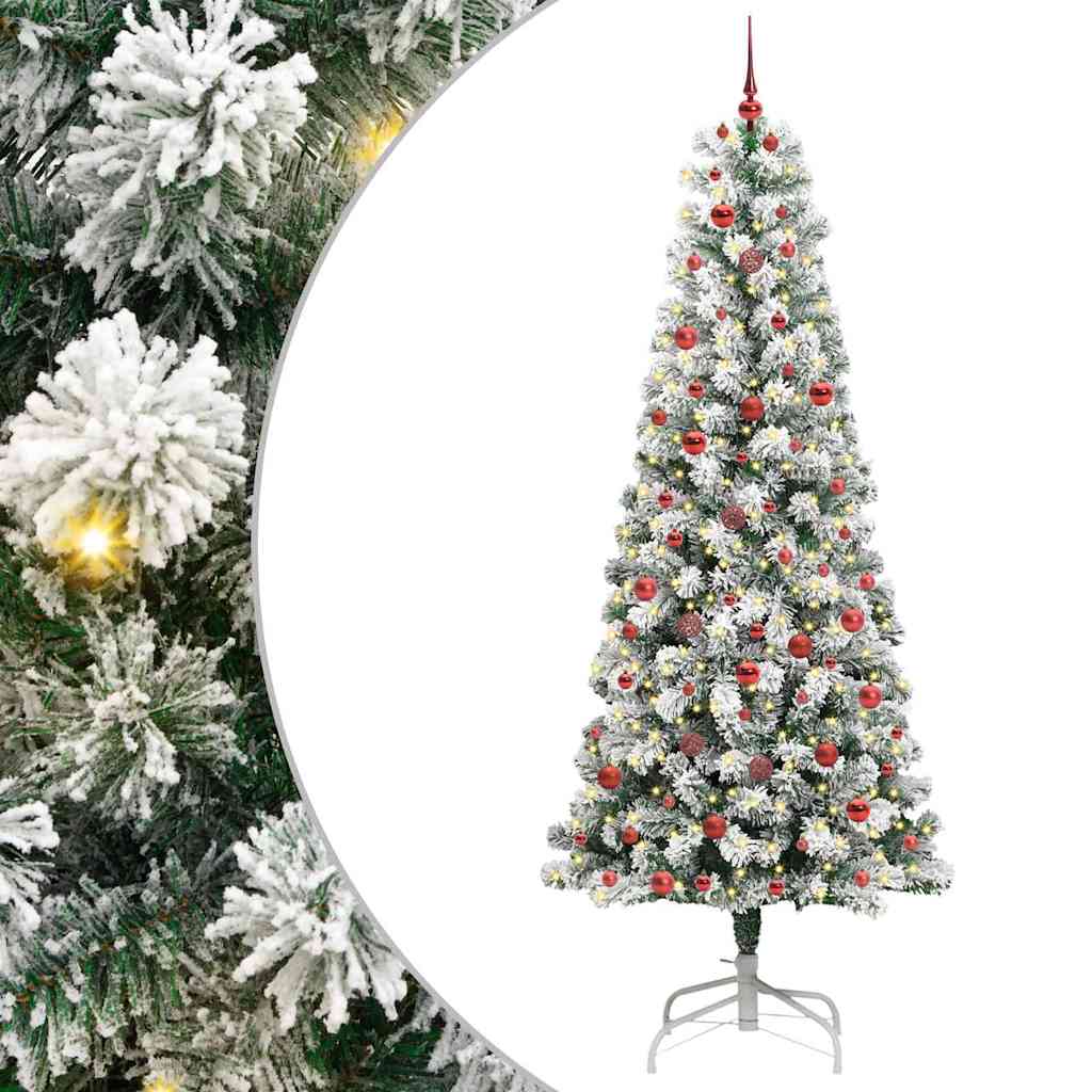 Artificial Hinged Christmas Tree Green and white 240 cm