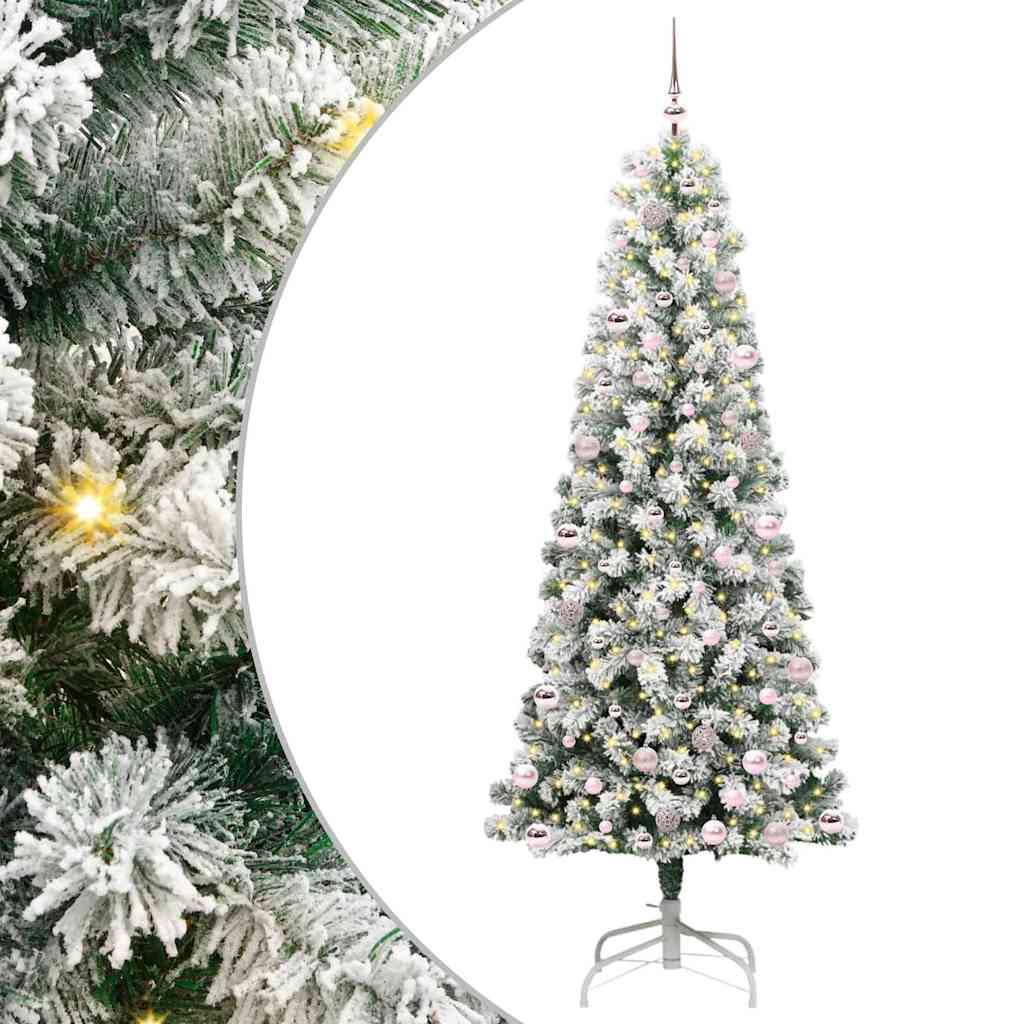 Artificial Hinged Christmas Tree Green and white 240 cm