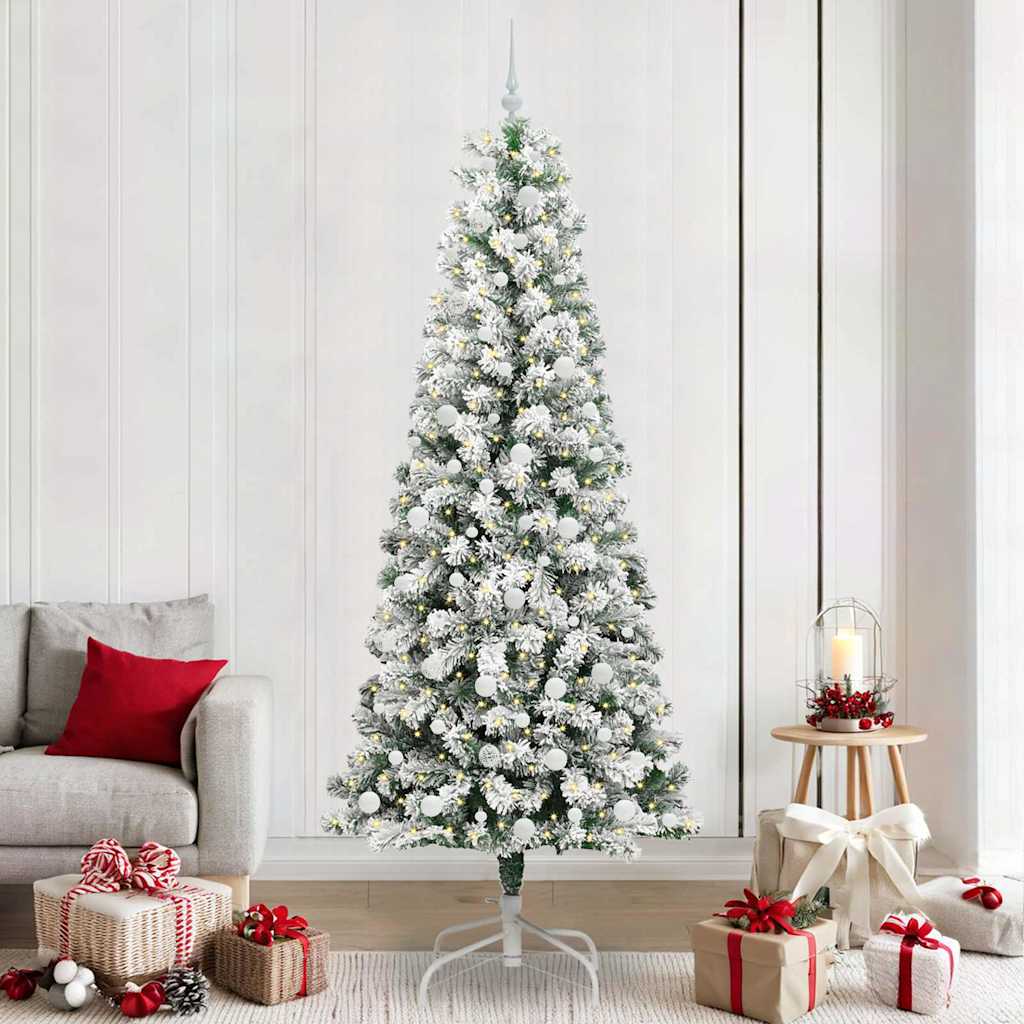 Artificial Hinged Christmas Tree Green and white 240 cm