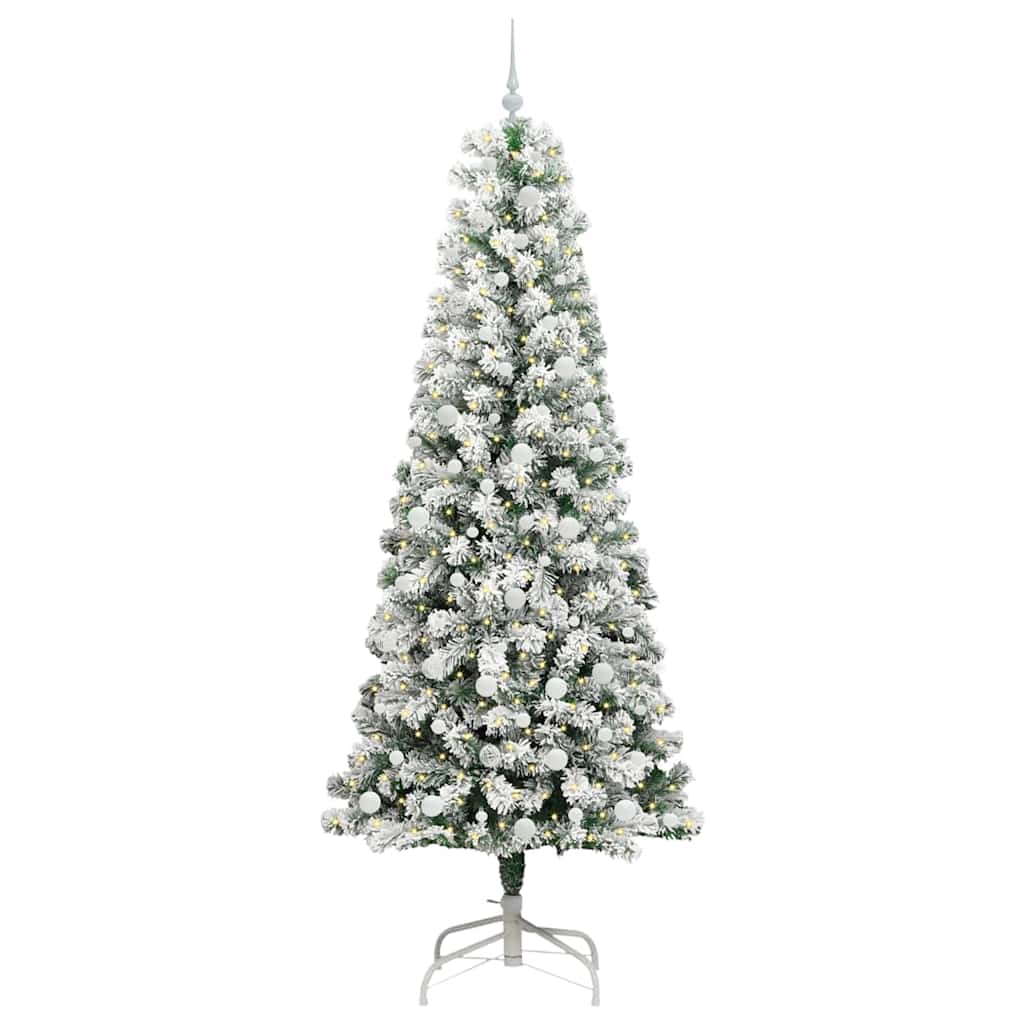 Artificial Hinged Christmas Tree Green and white 240 cm