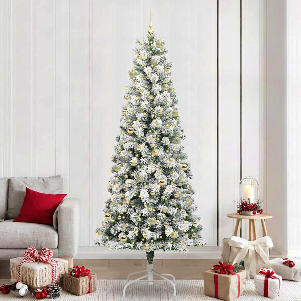 Artificial Hinged Christmas Tree Green and white 240 cm