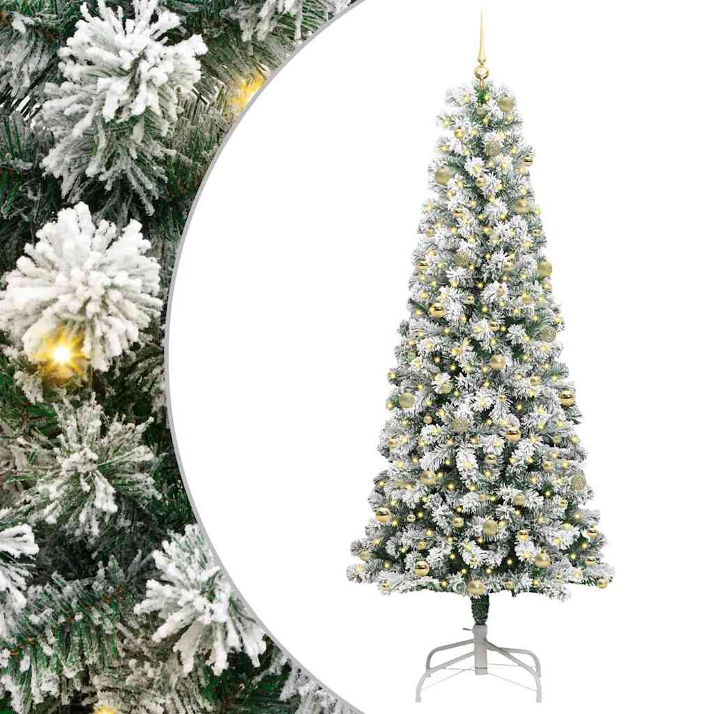 Artificial Hinged Christmas Tree Green and white 240 cm