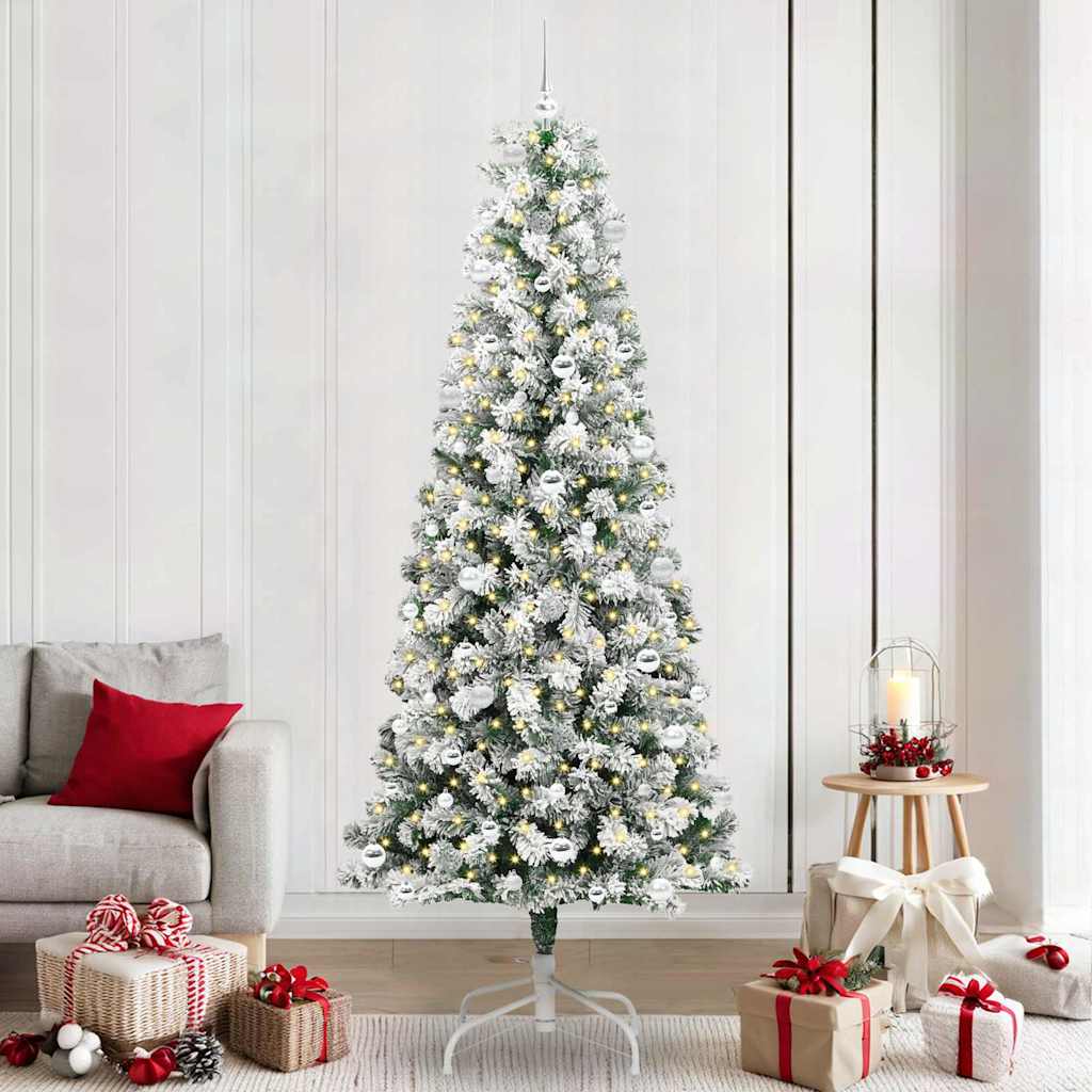 Artificial Hinged Christmas Tree Green and white 240 cm