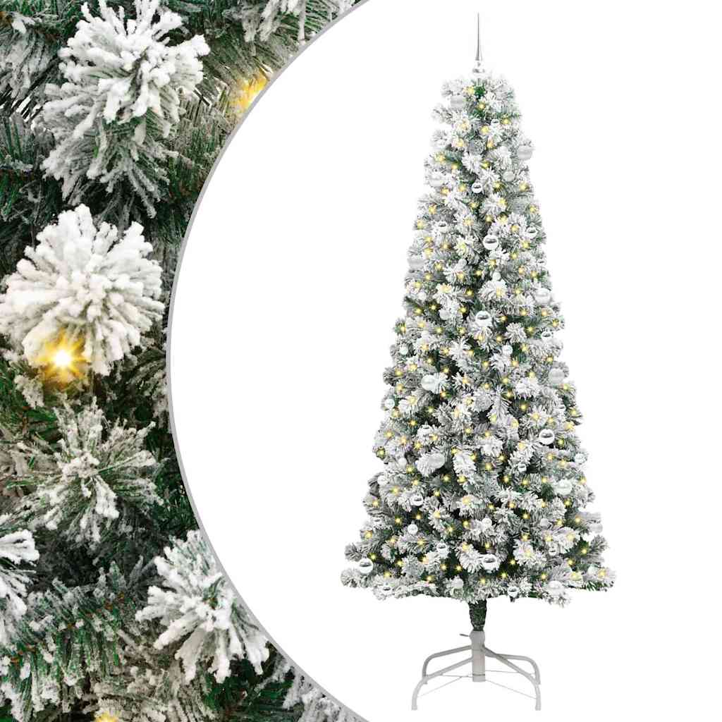 Artificial Hinged Christmas Tree Green and white 240 cm