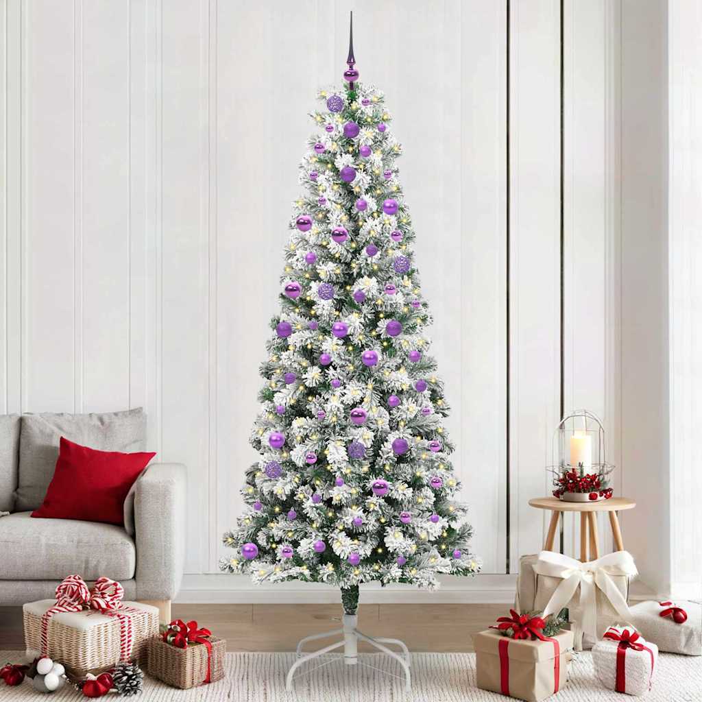 Artificial Hinged Christmas Tree Green and white 240 cm