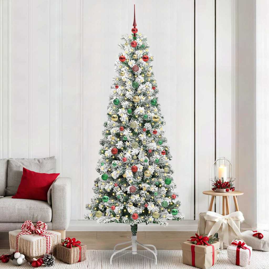 Artificial Hinged Christmas Tree Green and white 240 cm