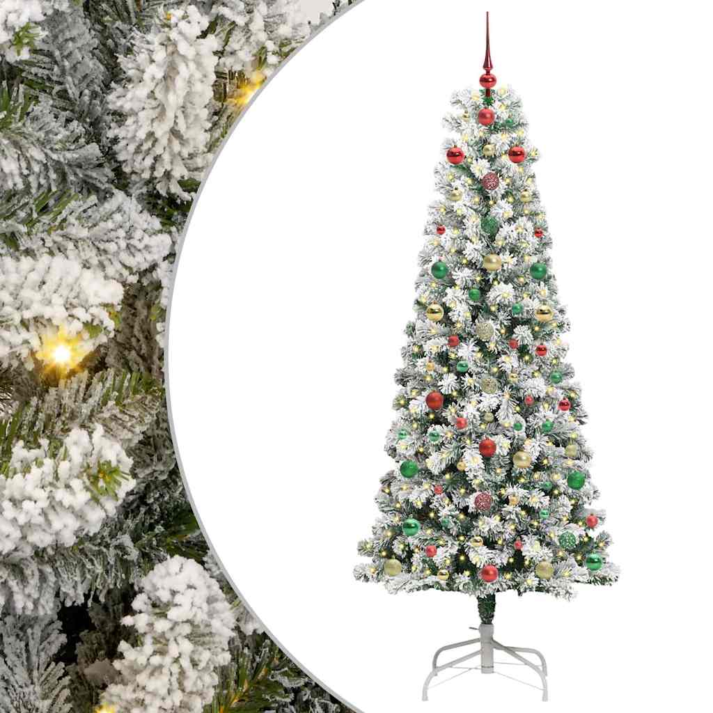 Artificial Hinged Christmas Tree Green and white 240 cm