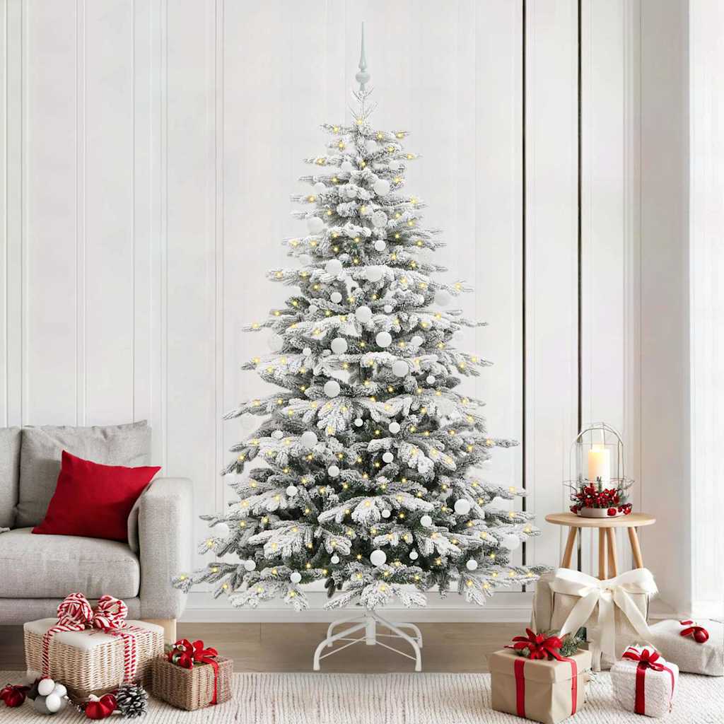 Artificial Hinged Christmas Tree White 210 cm PE and PVC