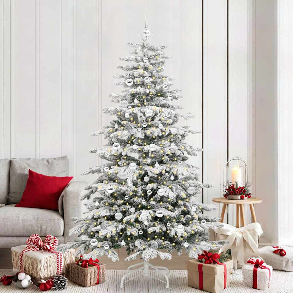 Artificial Hinged Christmas Tree White 210 cm PE and PVC