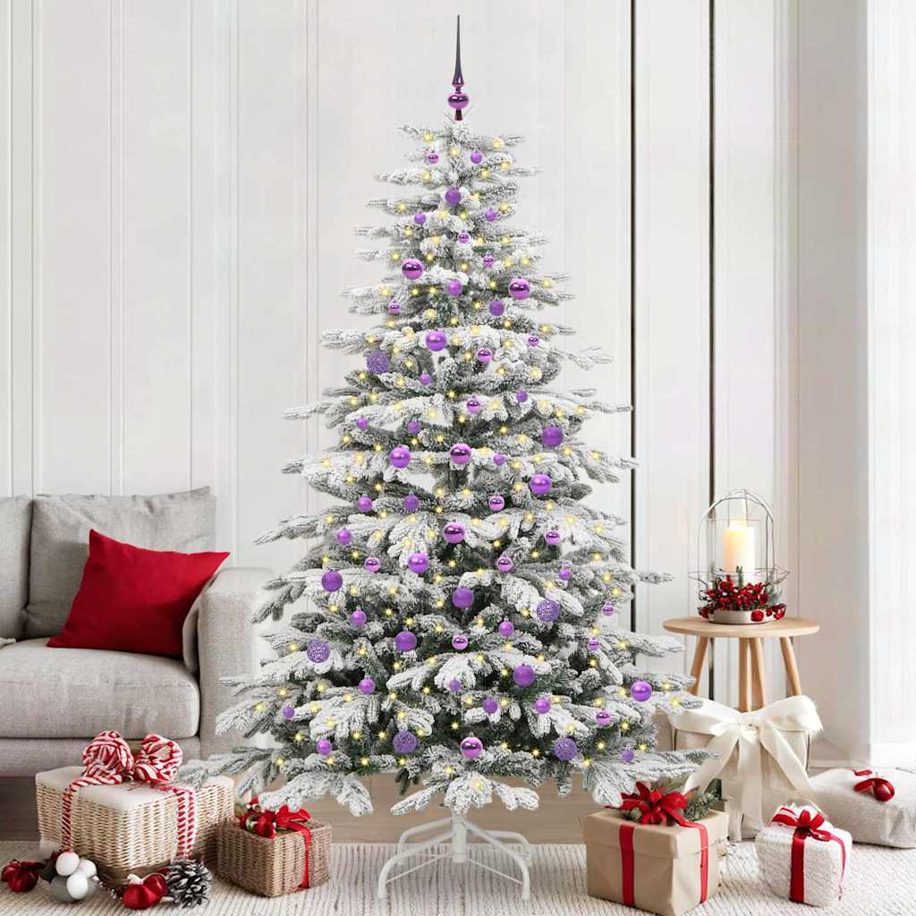 Artificial Hinged Christmas Tree White 210 cm PE and PVC