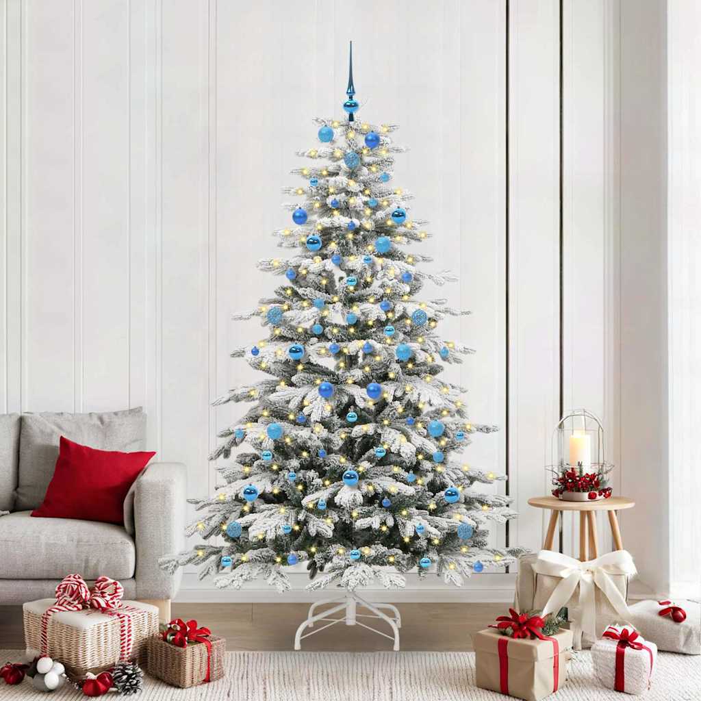 Artificial Hinged Christmas Tree White 210 cm PE and PVC