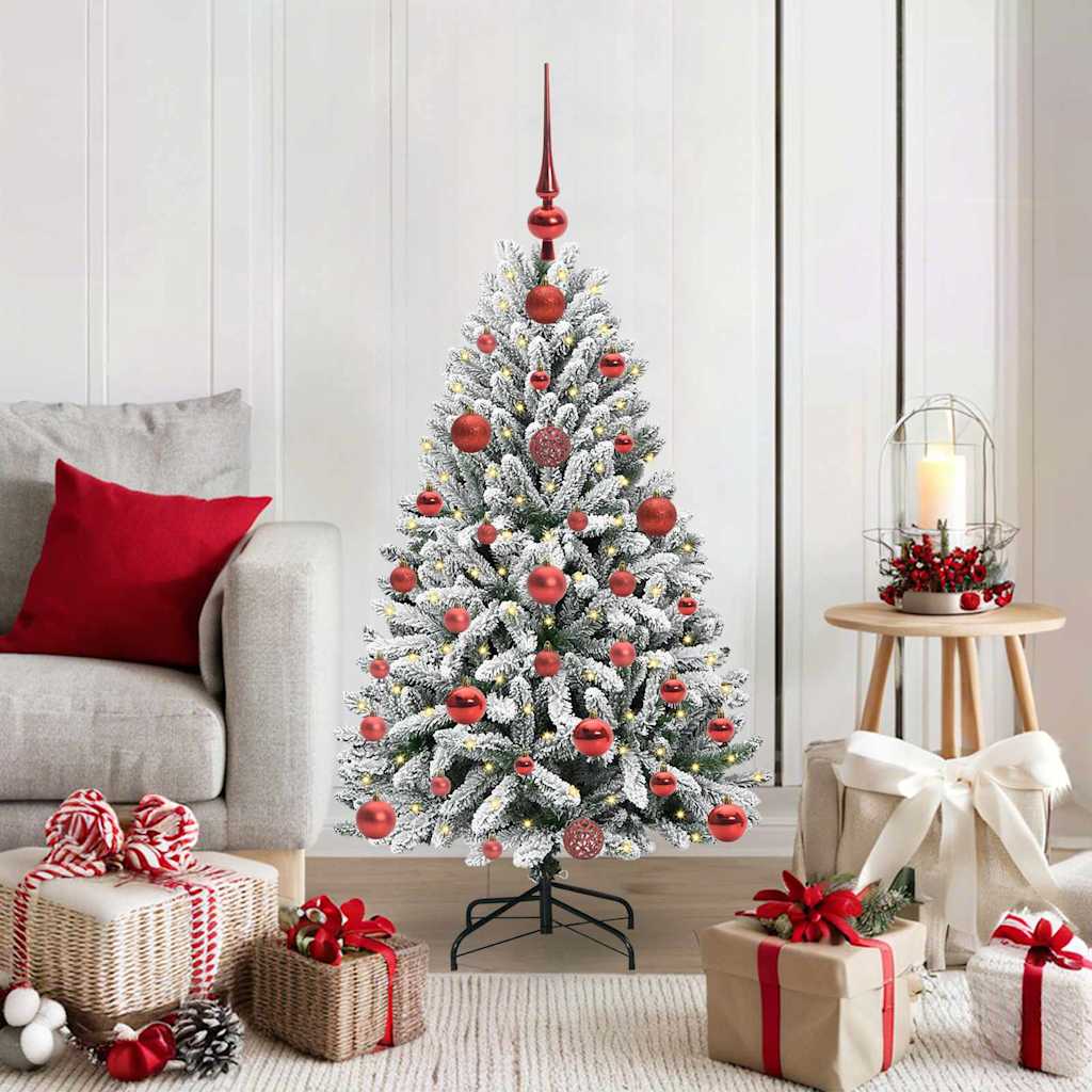 Artificial Christmas Tree Green and White 120 cm PVC and Metal