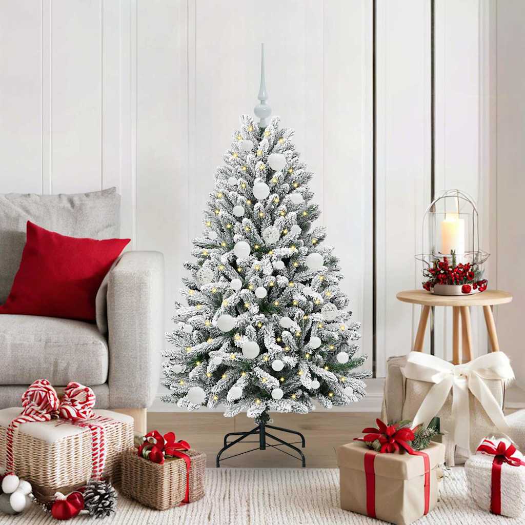 Artificial Christmas Tree Green and White 120 cm PVC and Metal