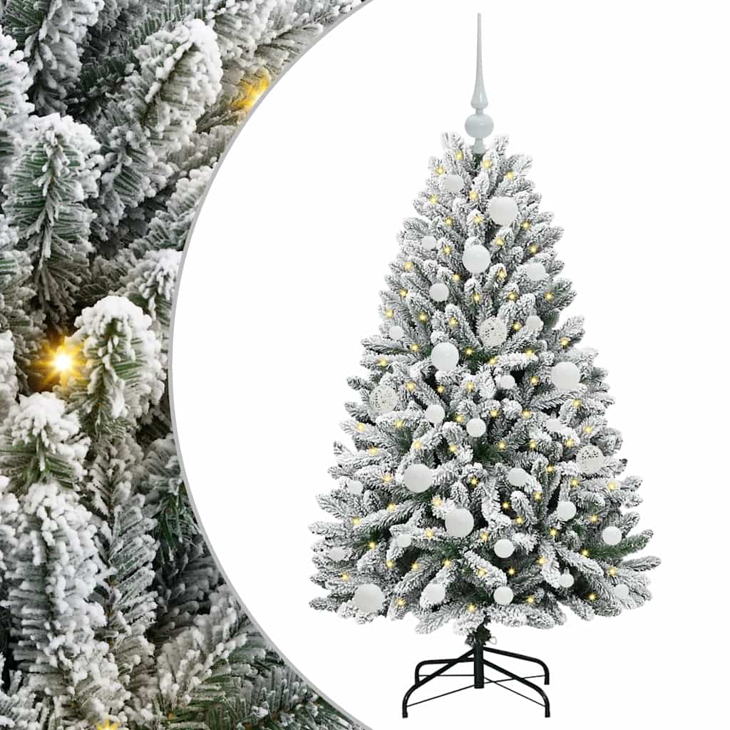 Artificial Christmas Tree Green and White 120 cm PVC and Metal