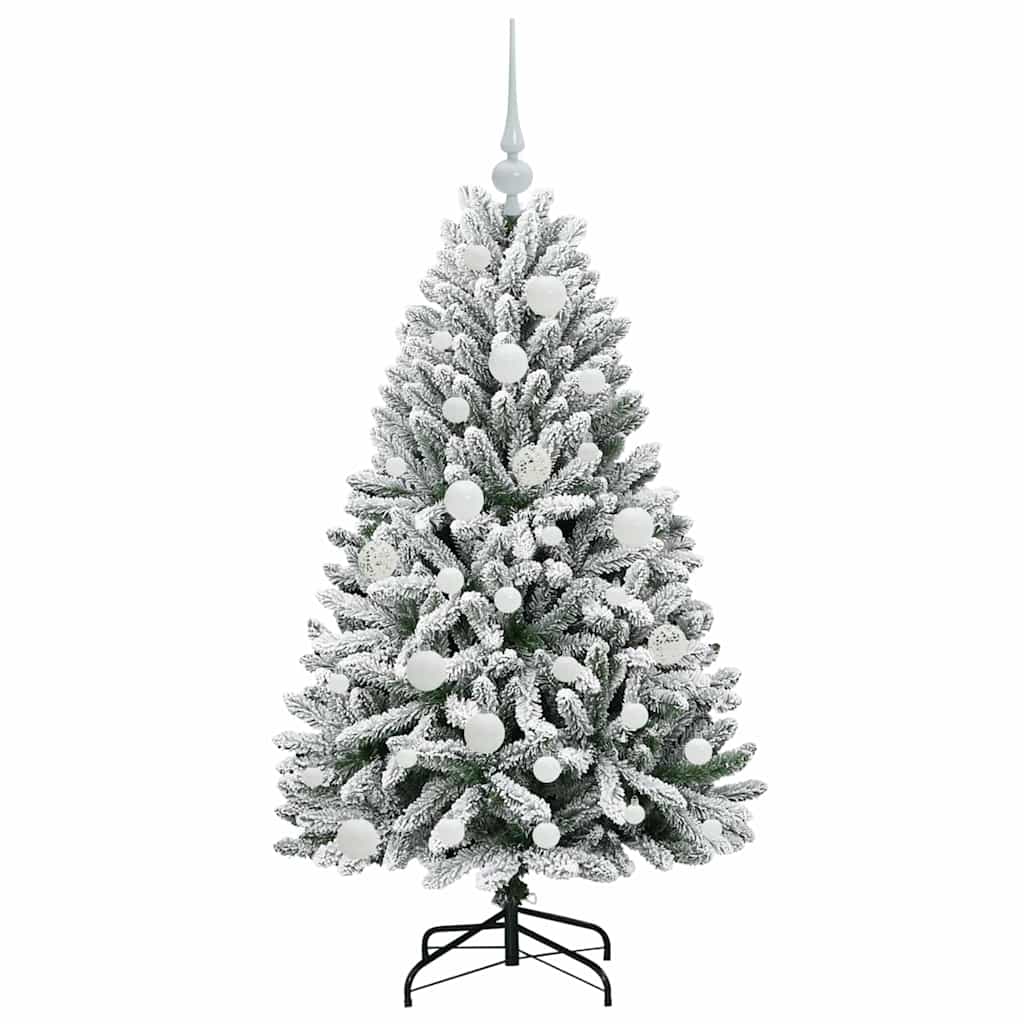 Artificial Christmas Tree Green and White 120 cm PVC and Metal