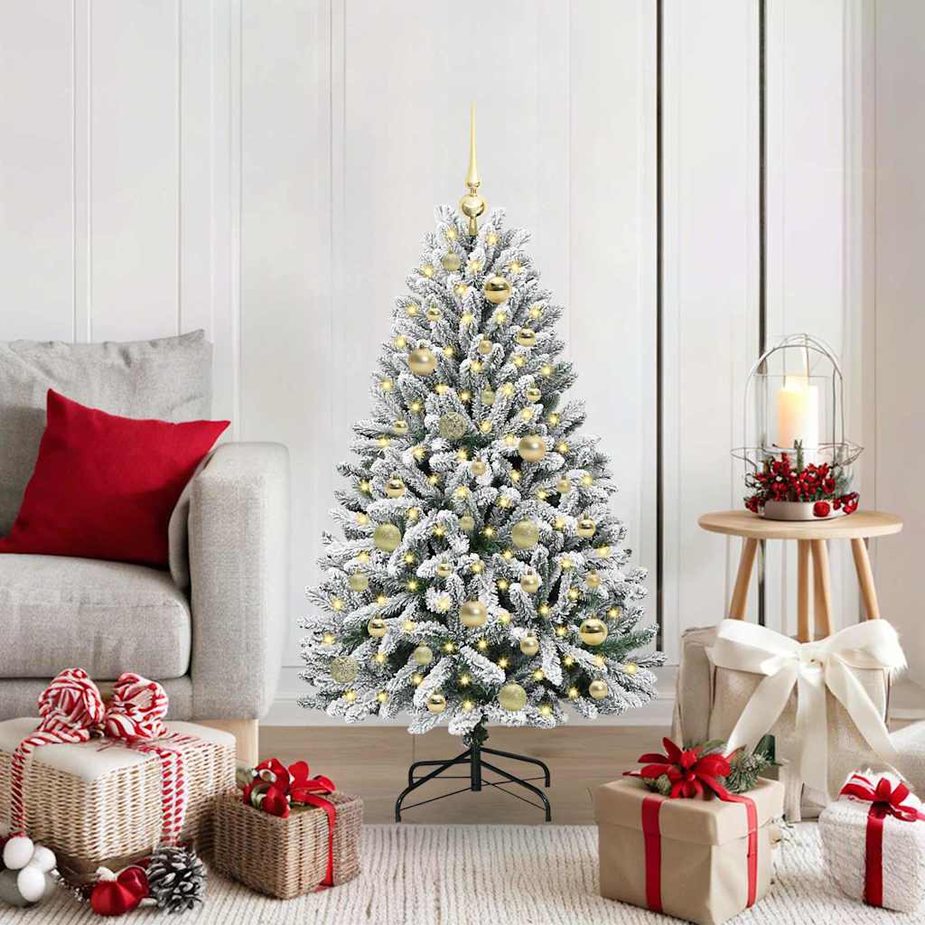 Artificial Christmas Tree Green and White 120 cm PVC and Metal