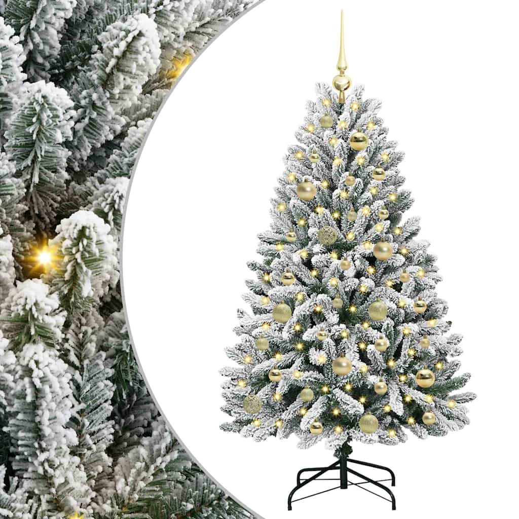 Artificial Christmas Tree Green and White 120 cm PVC and Metal